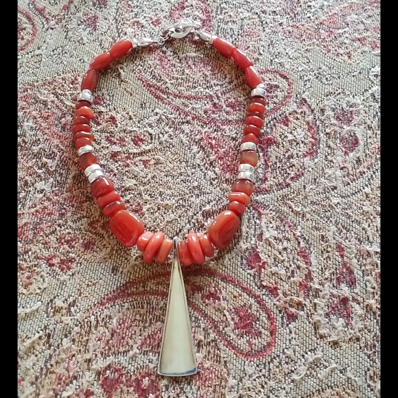 RLM Studio Sterling Silver Red Carnelian Necklace Toggle Clasp - Picture 2 of 16